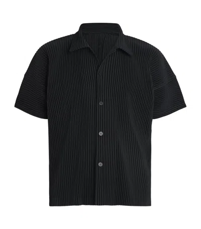 Issey Miyake Pleated Short-sleeve Shirt In Black