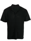 Issey Miyake Pleated Black Polo Shirt With Boxy Silhouette In Blue