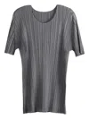 Issey Miyake Pleated Short-sleeve Top In Gray