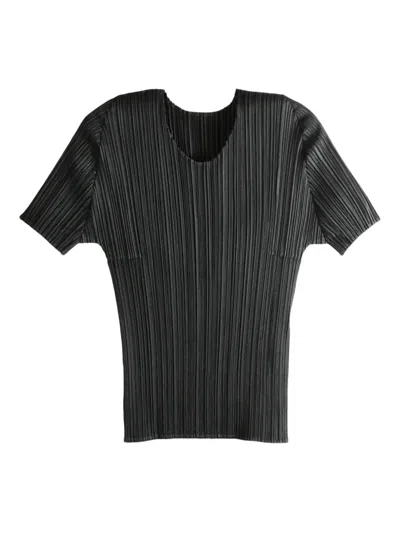 Issey Miyake Pleated Short-sleeve Top In Multi