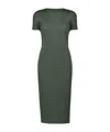 Issey Miyake Pleated Short-sleeved Dress In Gray