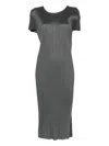 Issey Miyake Pleated Short-sleeved Dress In Black