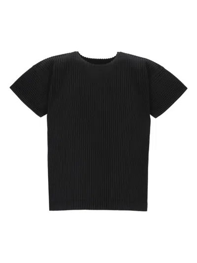 Issey Miyake Pleated Short-sleeved T-shirt In Black