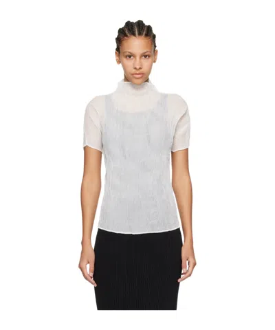 Issey Miyake Pleated Short-sleeved T-shirt In White