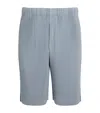 Issey Miyake Ns Gray Blue Pleats Regular-fit Knitted Shorts