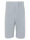Issey Miyake Ns Gray Blue Pleats Regular-fit Knitted Shorts