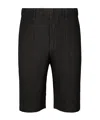 Issey Miyake Ribbed Texture Elastic Waistband Bermuda Shorts In Black