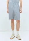 Issey Miyake Ns Gray Blue Pleats Regular-fit Knitted Shorts In Grey