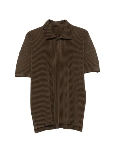 Issey Miyake Pleated Short-sleeve Polo Shirt In Animal Print