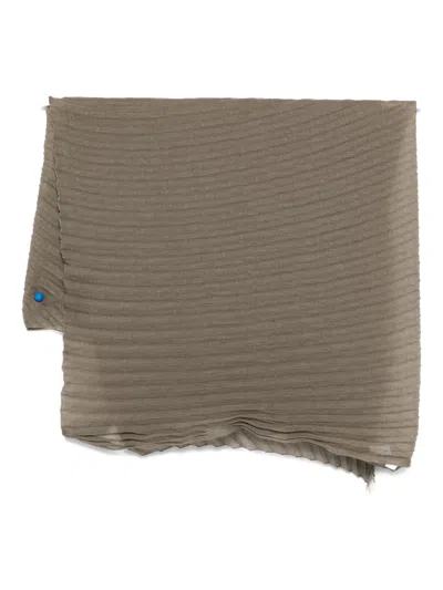 Issey Miyake Pleated Silk Scarf In Brown