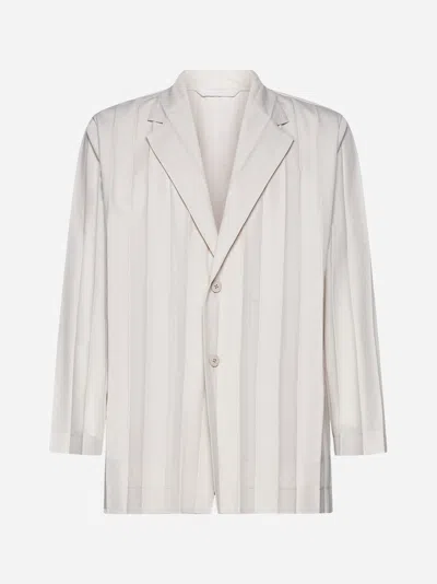 Issey Miyake Edge Ensemble Single-breasted Blazer In Shell Beige