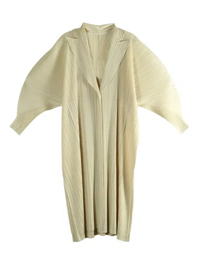 Issey Miyake Pleated Single-breasted Coat In Neutral
