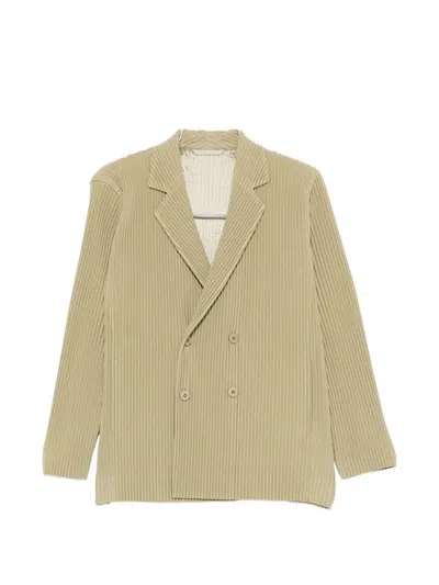 Issey Miyake Pleated Single-breasted Jacket In Green