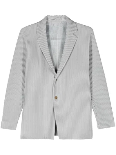 Issey Miyake Single-breasted Technical-pleated Blazer In Grey