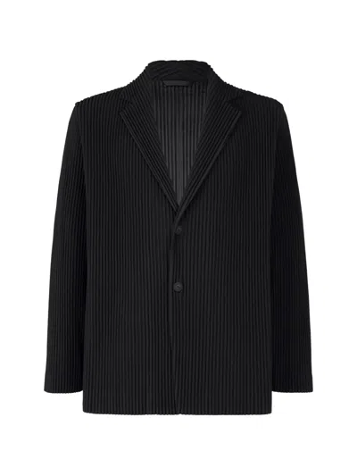 Issey Miyake Pleated Single-breasted Blazer In Black