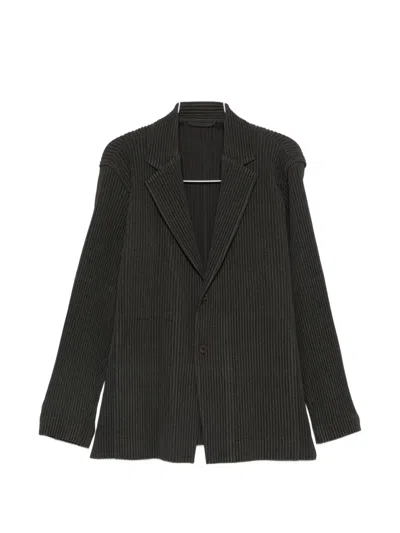 Issey Miyake Pleated Single-breasted Blazer In Gray