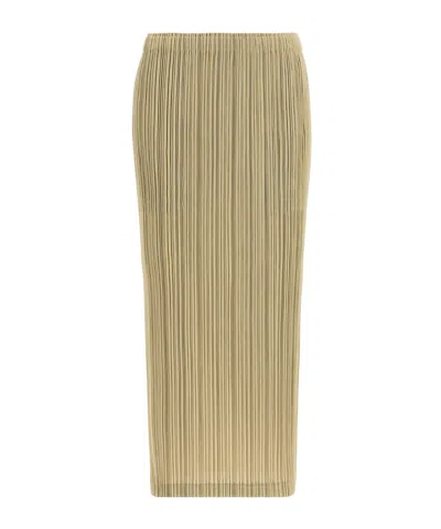 Issey Miyake Pleated Skirt In Beige