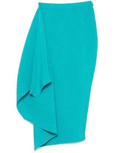 Issey Miyake Pleated Skirt In Blue