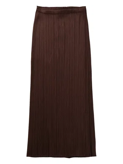 Issey Miyake Pleated Skirt In Brown