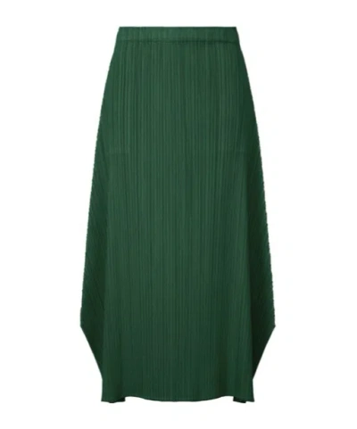 Issey Miyake Pleated Skirt In Green