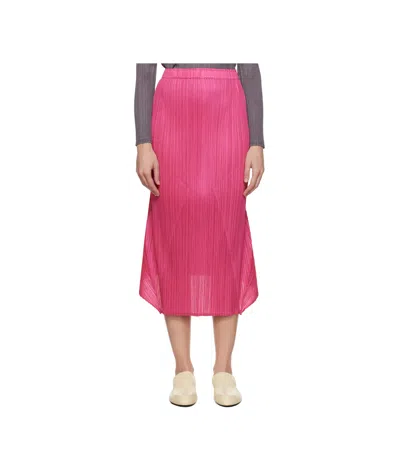 Issey Miyake Pleated Midi Skirt In 26 Bright Pink