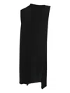 Issey Miyake Pleated Sleeveless Asymmetrical Dress In Black