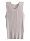 Issey Miyake Pleated Sleeveless Blouse In Neutral