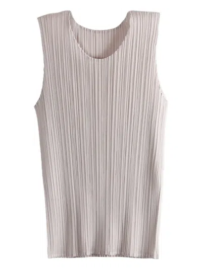Issey Miyake Pleated Sleeveless Blouse In Neutral