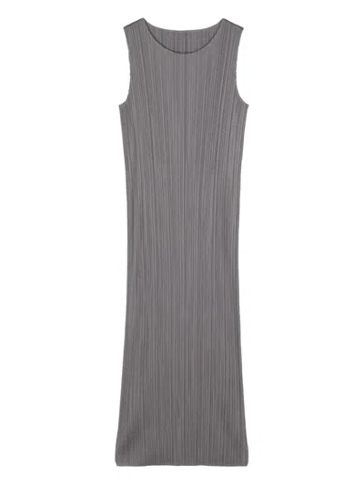 Issey Miyake Pleated Sleeveless Dress In Gray