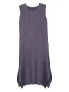 Issey Miyake Pleated Sleeveless Midi Dress In Blue
