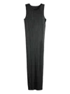 Issey Miyake Pleated Sleeveless Midi Dress In Black