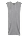 Issey Miyake Pleated Sleeveless Midi Dress In Multi