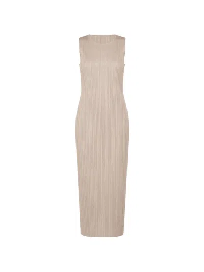 Issey Miyake Pleated Sleeveless Midi Dress In Transparent