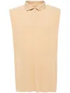 Issey Miyake Pleated Sleeveless Polo Shirt In Yellow