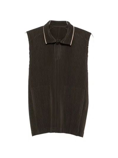 Issey Miyake Pleated Sleeveless Sweater In Green