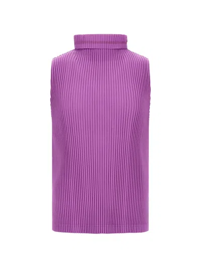 Issey Miyake Pleated Sleeveless Sweater In Purple