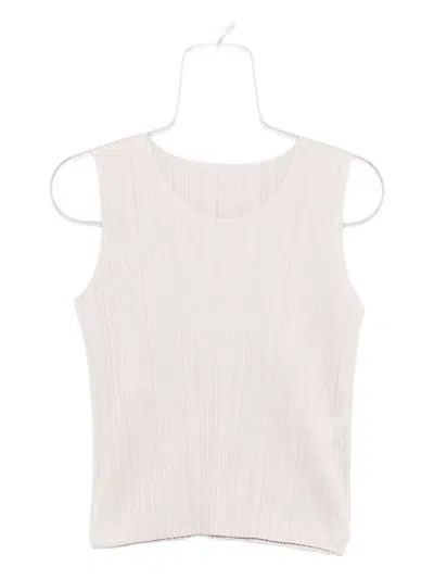 Issey Miyake Pleated Sleeveless Top In Neutral
