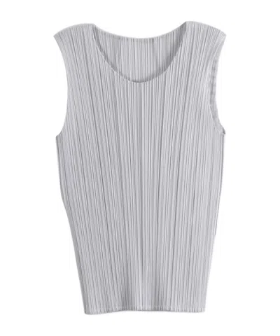 Issey Miyake Pleated Sleeveless Top In Gray