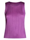 Issey Miyake Pleated Sleeveless Top In Purple