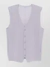 Issey Miyake Pleated Sleeveless V-neck Ribbed Vest