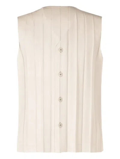 Issey Miyake Pleated Sleeveless Vest In Neutral