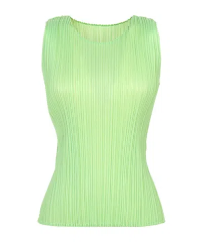 Issey Miyake Pleated Sleeveless Vest In Green