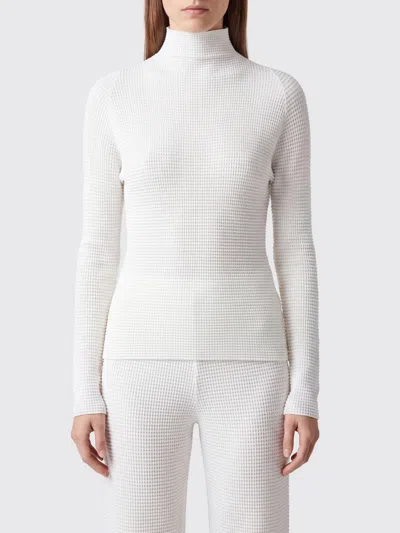 Issey Miyake Pleated Slim Fit Polo Neck With Long Sleeves In Polyester In White