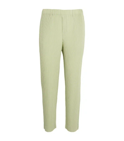 Issey Miyake Pleated Slim Trousers In Green