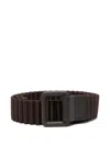 Issey Miyake Pleated Square-buckle Belt In Black