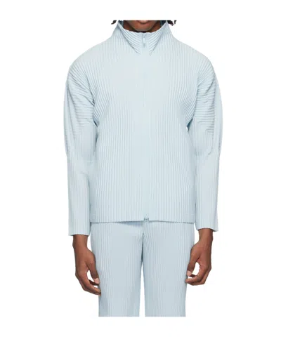 Issey Miyake Pleated Stand-neck Casual Jacket In White