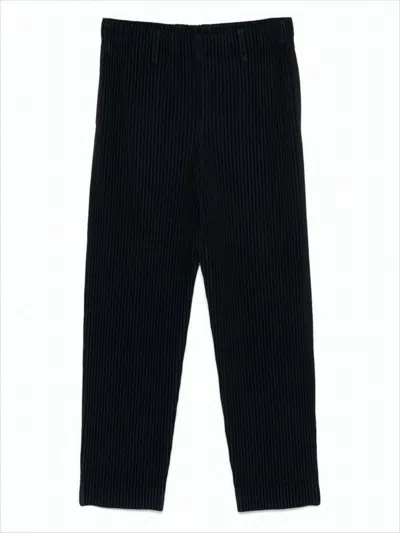 Issey Miyake Pleated Design Pants With Straight Tapered Leg Silhouette In Black