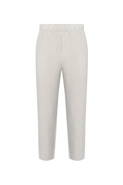 Issey Miyake Pleated Straight-leg Trousers In Light Grey