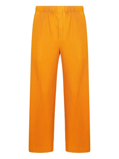 Issey Miyake Pleated Straight-leg Trousers In Orange