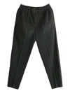 Issey Miyake Pleated Straight Leg Trousers With Elasticated Waistband In Gray